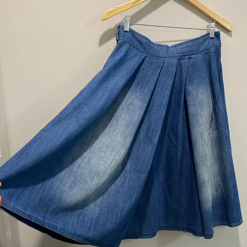 Elegant Blue A-Line Skirt - Picture 12 of 15